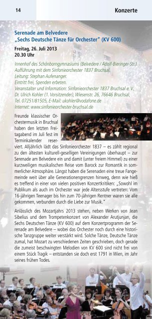 Broschüre "Mozart in Bruchsal"