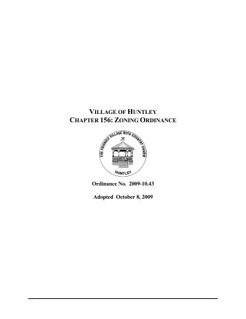 VILLAGE OF HUNTLEY CHAPTER 156:ZONING ORDINANCE