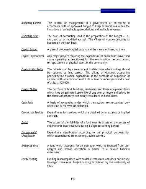 2009 Annual Operating and Capital Budget - Village of Huntley