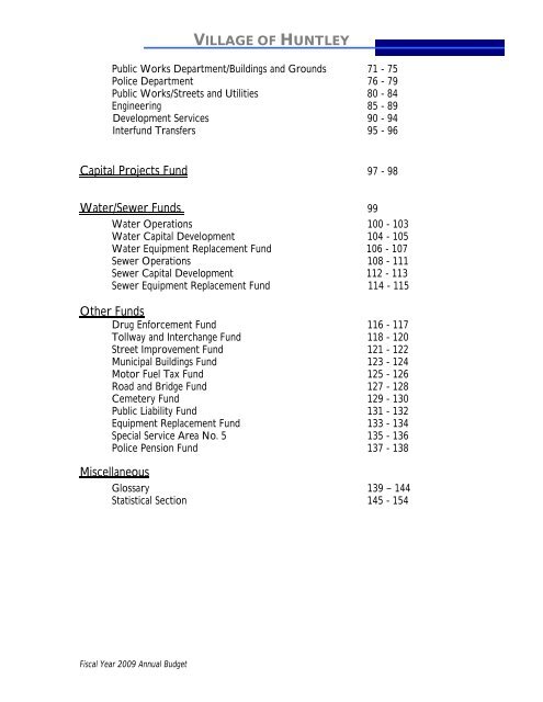 2009 Annual Operating and Capital Budget - Village of Huntley