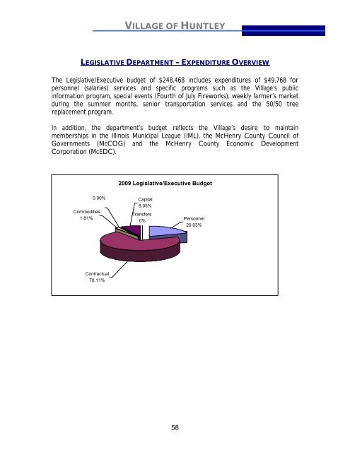 2009 Annual Operating and Capital Budget - Village of Huntley