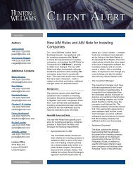 New AIM Rules and AIM Note for Investing Companies - Hunton ...