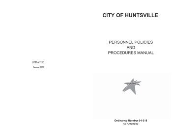 City of Huntsville's Personnel Policies and Procedures