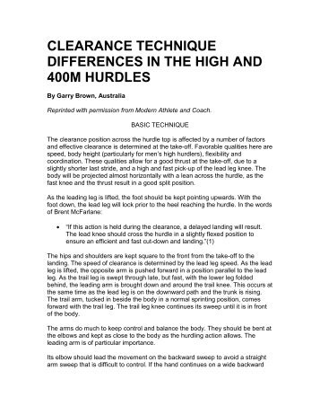 clearance technique differences in the high and 400m hurdles