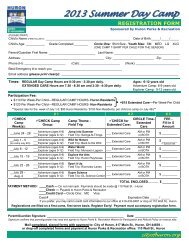 2013 Summer Day Camp REGISTRATION FORM - City of Huron Ohio