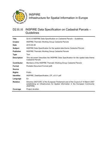 INSPIRE Data Specification on Cadastral Parcels - INSPIRE - Europa