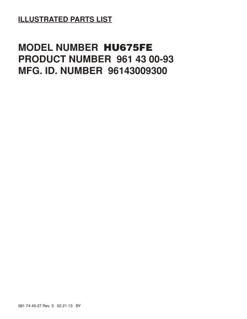 Husqvarna hu675fe cheap