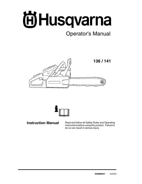 Om 136 141 2001 04 Chain Saw Husqvarna