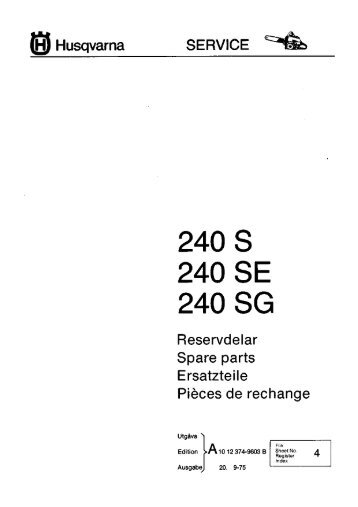 IPL, 240 S, 240 SE, 240 SG, 1975-09, Chain Saw - Husqvarna