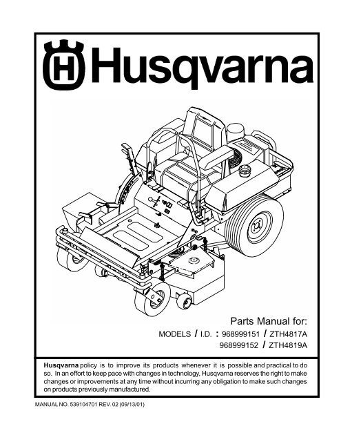 IPL, ZTH 4817/ 4819, 2001-09, Ride Mower (Turf care) - Husqvarna