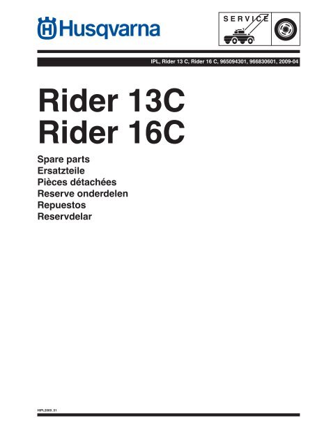 IPL, Rider 13 C, Rider 16 C, 965094301, 966830601 ... - Husqvarna