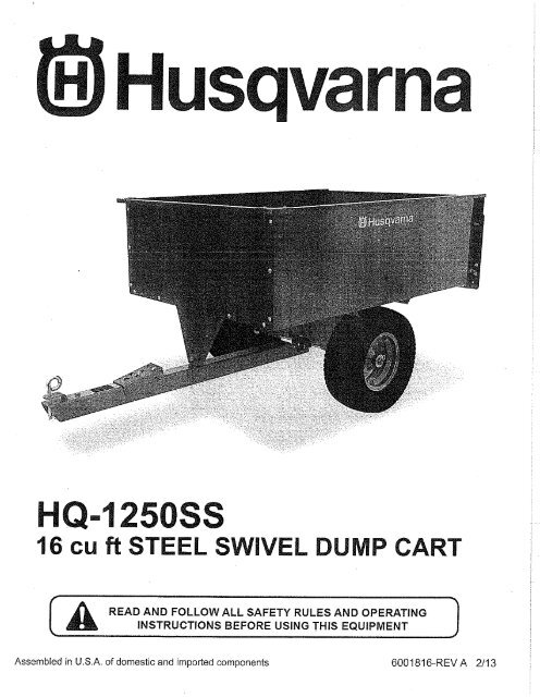 ipl, husqvarna, hq-1250ss, 584401902, 2013-06, 16cf steel dump ...