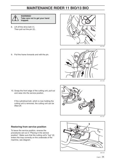 OM, Rider 11, Rider 13, Rider 11 Bio, Rider 13 Bio ... - Husqvarna