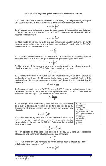 ecuaciones de segundo grado aplicadas en fÃ­sica