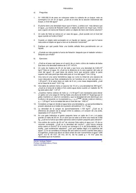 HidrostÃ¡tica - Ejercicios de fÃ­sica y matemÃ¡tica