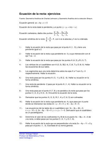 EcuaciÃ³n de la recta - Ejercicios de fÃ­sica y matemÃ¡tica