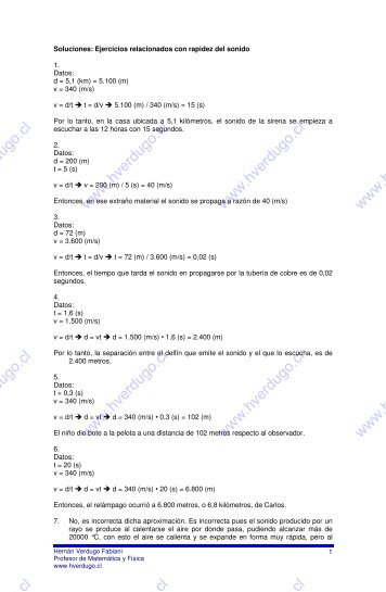 Rapidez Del sonido Soluciones - Ejercicios de fÃ­sica y matemÃ¡tica