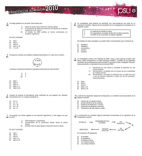 Modelo oficial Prueba ciencias - Demre