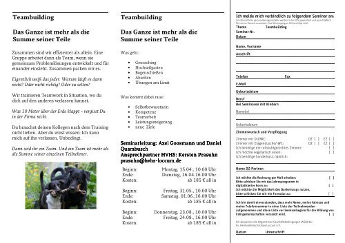 "Teambuilding" pdf - Evangelische Heimvolkshochschule Loccum