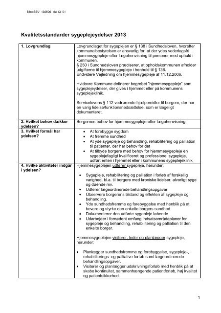 Kvalitetsstandarder hjemmesygepleje 2013 - Hvidovre Kommune