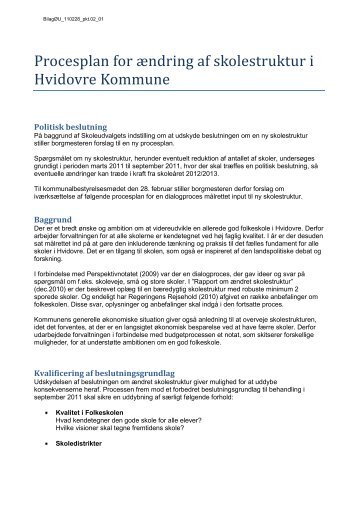 Procesplan for Ã¦ndring af skolestruktur i Hvidovre Kommune
