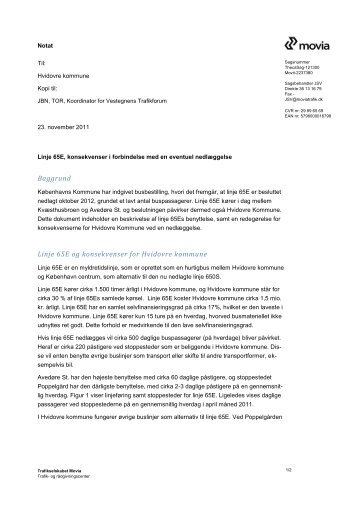 Linje 65E, konsekvenser i forbindelse med en eventuel ...