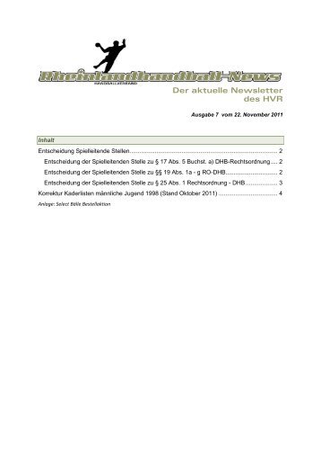 Ausgabe 7 - Handballverband Rheinland