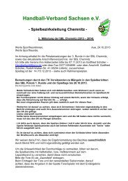 3. Mitteilung der SBL Chemnitz - Handball-Verband Sachsen eV