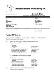 Handballverband WÃ¼rttemberg e.V. Bezirk Ulm - HVW