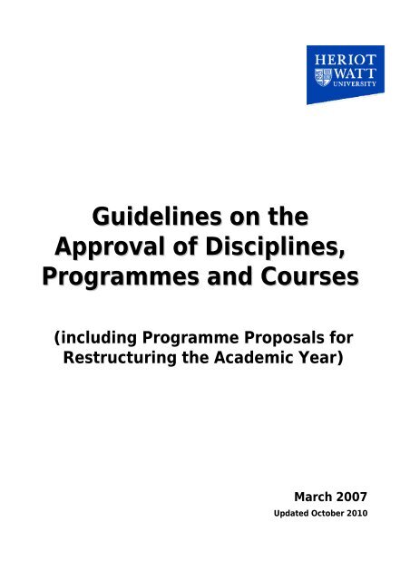 Guidelines on the Approval of Disciplines, Programmes and Courses