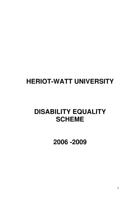 heriot-watt university disability equality scheme 2006 -2009