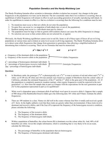 Population Genetics and the Hardy-Weinberg Law