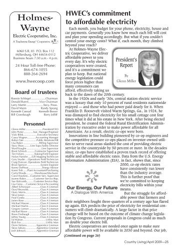 April 2009.pdf - Holmes-Wayne Electric Cooperative, Inc.