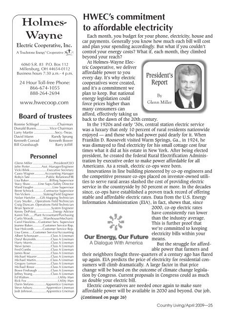 April 2009.pdf - Holmes-Wayne Electric Cooperative, Inc.