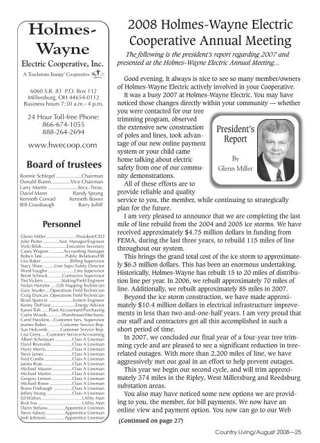 August Holmes Wayne Electric Cooperative Inc