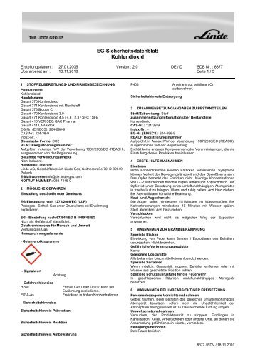 EG-Sicherheitsdatenblatt Kohlendioxid - Biogents AG