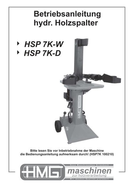 Betriebsanleitung - HWG-Tec