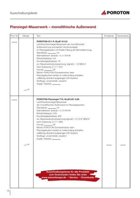 Produkt- programm POROTON 2011 - EnEV-Service