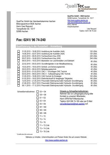 Qualifizierung in der Kurzarbeit - Angebote der QualiTec GmbH