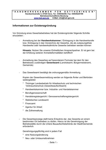 PDF Informationen zur Eintragung in die Handwerksrolle für PDF ...
