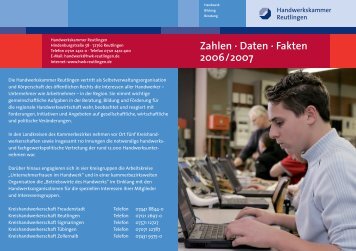 Zahlen Â· Daten Â· Fakten 2006/2007 - Handwerkskammer Reutlingen