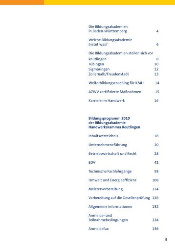 Die Bildungsakademien in Baden-WÃ¼rttemberg 4 ... - Meisterschulen