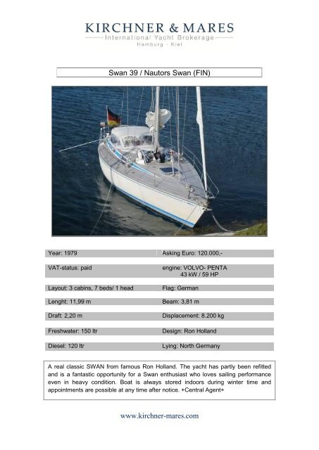 Swan 39 Nautors Swan Fin Www Kirchner Mares Com Boat Net