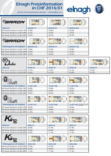 Elnagh Preisliste 2014/1 - zum Camper-Center
