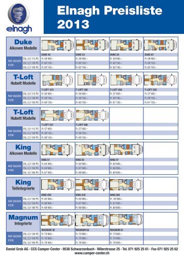 Elnagh Preisliste 2013 - Camper Center