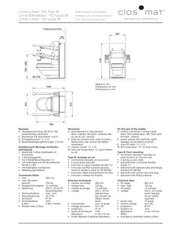 Lima-Lifter 10 Typ B Lima-ElÃ©vateur 10 type B Lima ... - Closomat