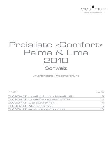 Preisliste Â«ComfortÂ» Palma & Lima 2010 - Closomat