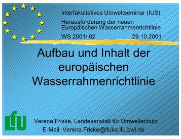 Aufbau und Inhalt der europÃ¤ischen Wasserrahmenrichtlinie