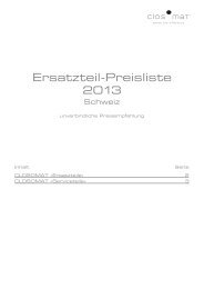 Closomat Ersatzteil-Preisliste 2013 Schweiz