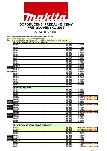 DOPORUÄENÃ PREDAJNÃ CENY PRE SLOVENSKO 2009 - Hybox